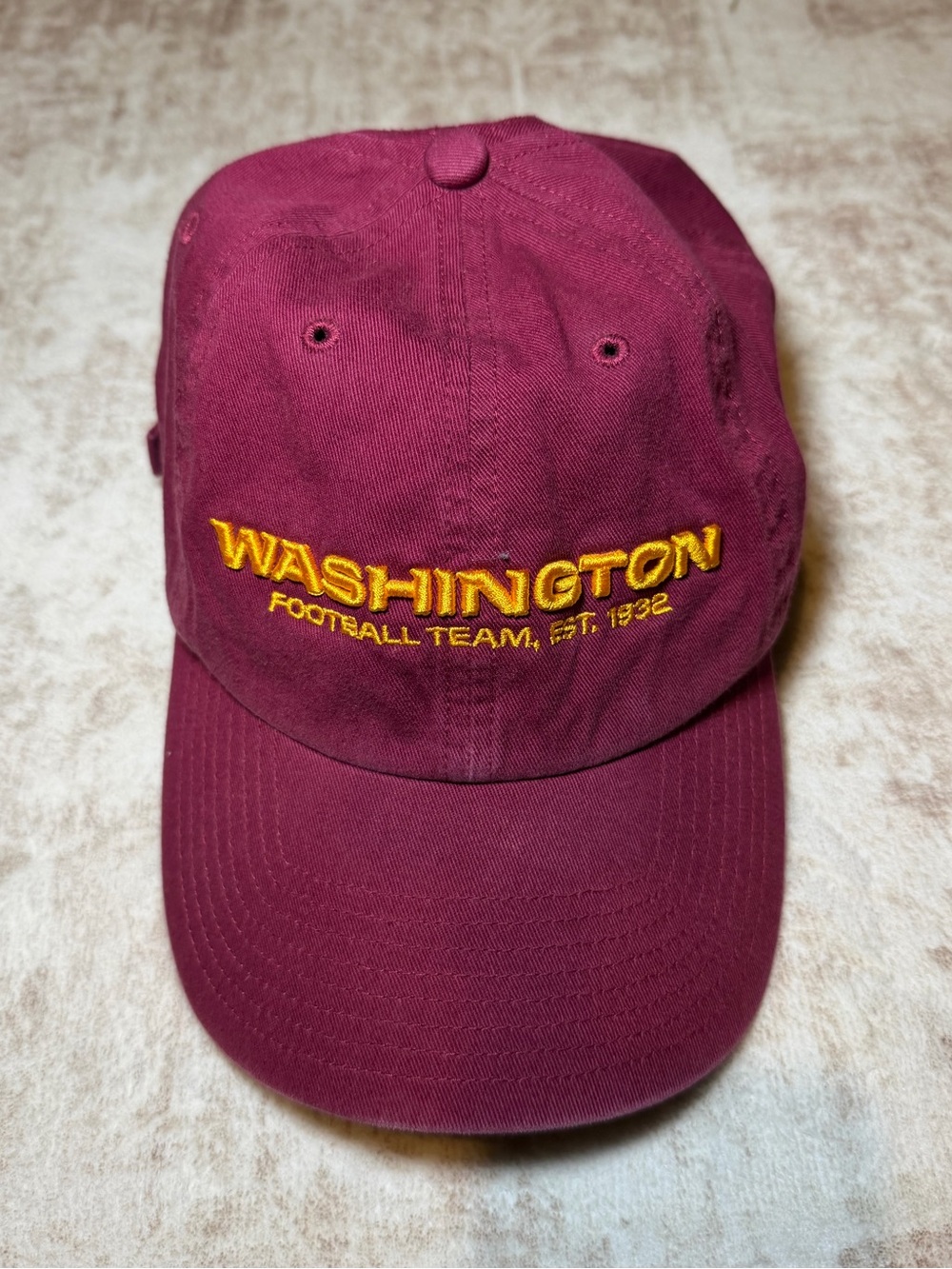 Washington Football Team Burgundy Yellow Adjustable Baseball Cap
